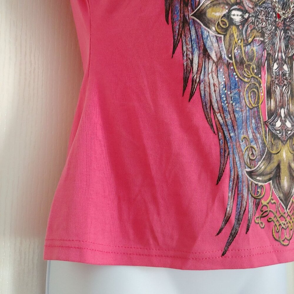 Babes Biker Wear Angel Wings Pink Tank Small - Picture 3 of 10